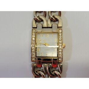 Cache Goldtone Link Women's Statement Bracelet‎ Wrist Watch Fashion Stylish EUC